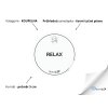 RELAX omyvatelná samolepka na kosmetiku, průměr 5 cm, tučné písmo, průhledná varianta domaLEP