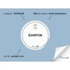 ŠAMPON (PES) omyvatelná samolepka na kosmetiku, průměr 5 cm, tučné písmo, bílá varianta domaLEP