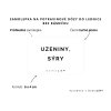 Samolepka UZENINY, SÝRY bez rámečku, 6 x 4 cm, průhledná, tučně, DomaLEP.