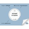 INTIMNÍ HYGIENA omyvatelná samolepka na kosmetiku, průměr 4,5 cm, tučné písmo, bílá varianta DomaLEP