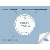 INTIMNÍ HYGIENA omyvatelná samolepka na kosmetiku, průměr 4,5 cm, základní písmo, bílá varianta DomaLEP