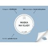 MASKA NA VLASY omyvatelná samolepka na kosmetiku, průměr 4,5 cm, tučné písmo, bílá varianta DomaLEP