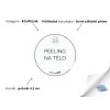 PEELING NA TĚLO omyvatelná samolepka na kosmetiku, průměr 4,5 cm, základní písmo, průhledná varianta DomaLEP