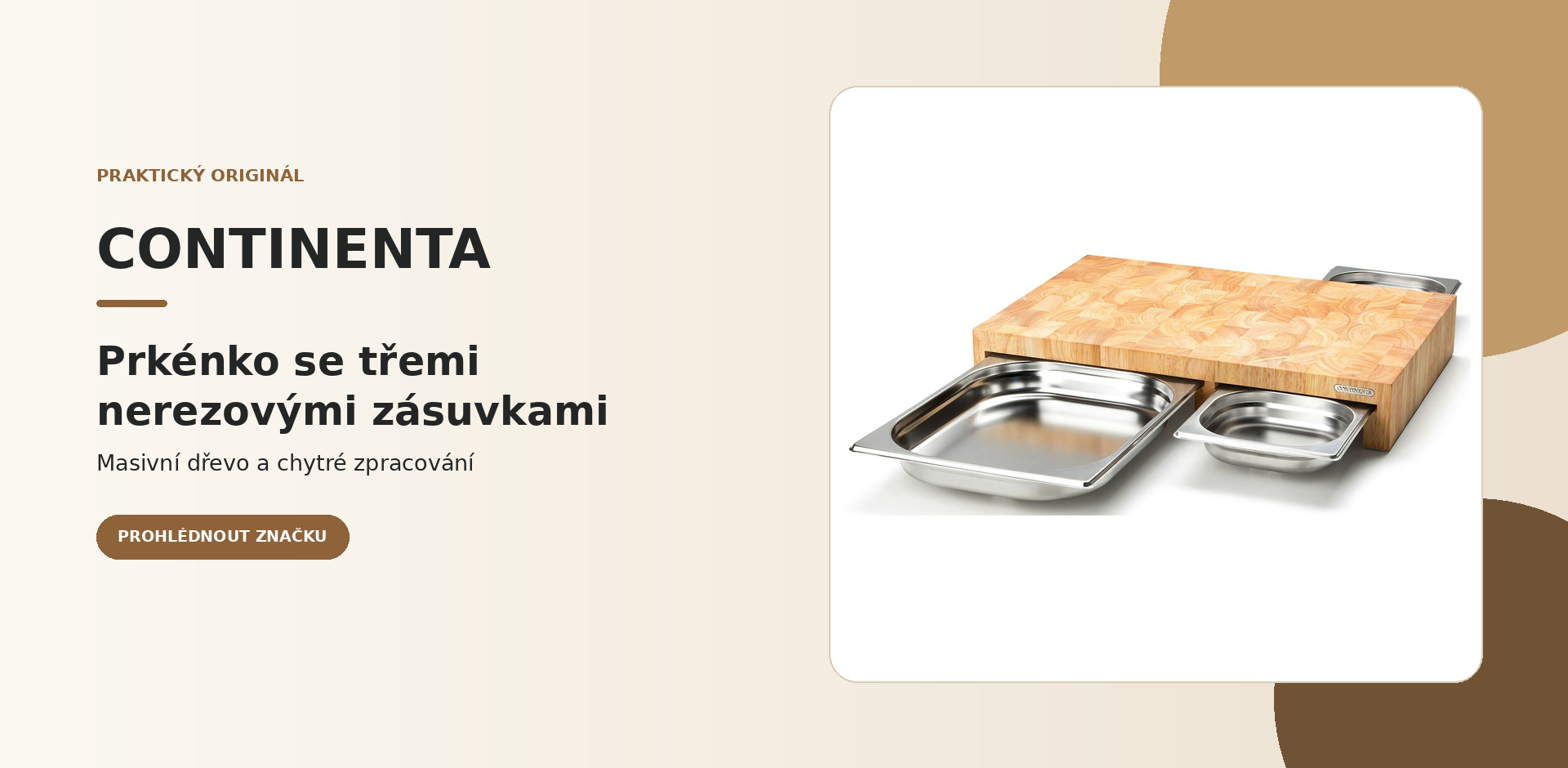 Continenta – prkénko se třemi nerezovými zásuvkami