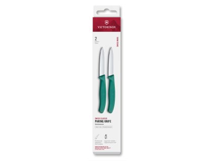 Swiss Classic, paring knife, 2pcs, 8cm,straight,pointed,green,box