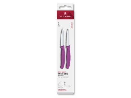 Swiss Classic, paring knife, 2pcs,8cm,straight,pointed,purple,box