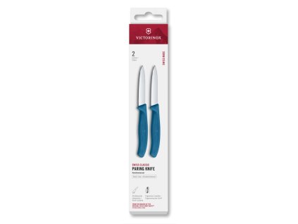 Swiss Classic, paring knife, 2pcs, 8cm,straight,pointed,blue,box