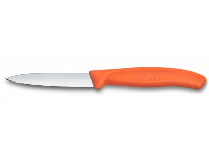 Swiss Classic, paring knife, 8cm, straight, pointed tip, orange