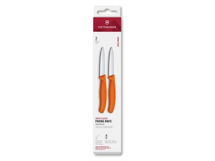Swiss Classic, paring knife, 2pcs, 8cm, straight, pointed tip, orange, box