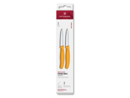 Swiss Classic, paring knife, 2pcs, 8cm, straight, pointed tip, yellow, box