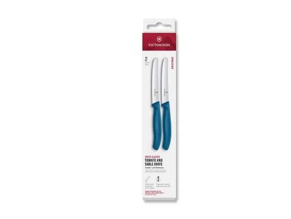 Swiss Classic, tomato & table knife, 2pcs, 11cm, wavy, blue, box