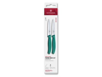 Swiss Classic, paring knife set, 2pcs, 10cm, straight/wavy, green, box