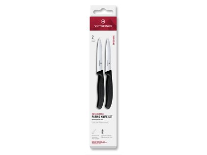 Swiss Classic, paring knife set, 2pcs, 10cm, straight/wavy, black, box
