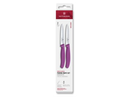 Swiss Classic, paring knife set, 2pcs, 10cm, straight/wavy, purple, box