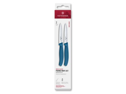 Swiss Classic, paring knife set, 2pcs, 10cm, straight/wavy, blue, box
