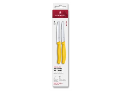 Swiss Classic, tomato & table knife, 2pcs, 11cm, wavy, yellow, box