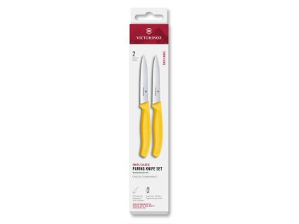 Swiss Classic, paring knife set, 2pcs, 10cm, straight/wavy, yellow, box