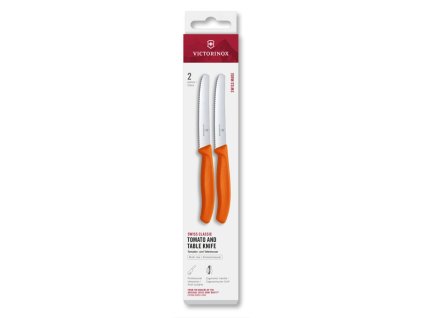 Swiss Classic, tomato & table knife, 2pcs, 11cm, wavy, orange, box