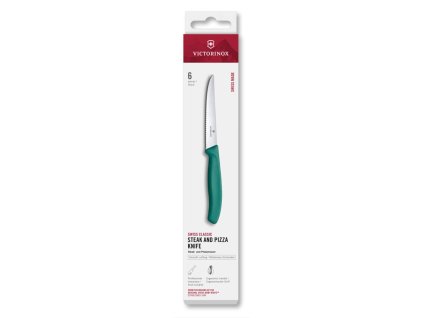 Swiss Classic, steak & pizza knife, 6pcs, 11cm, wavy, green, box