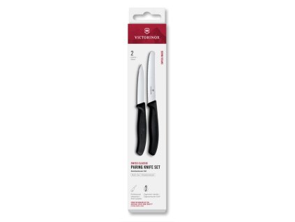 Swiss Classic, paring knife set, 2pcs, straight/wavy, black, box