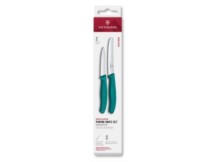 Swiss Classic, paring knife set, 2pcs, straight/wavy, green, box