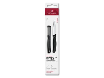 Swiss Classic, paring knife set with I-peeler, 2pcs, black, box