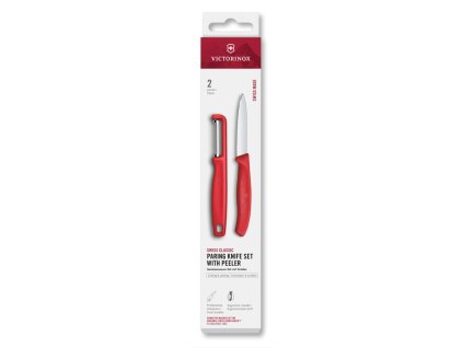 Swiss Classic, paring knife set with I-peeler, 2pcs, red, box