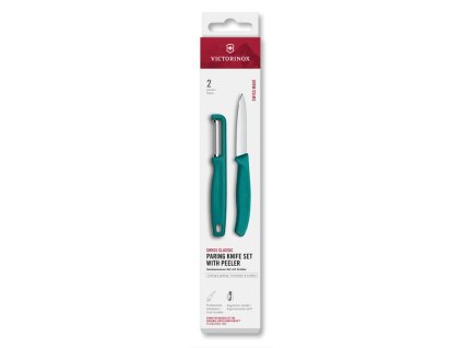 Swiss Classic, paring knife set with I-peeler, 2pcs, green, box