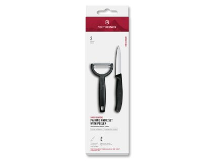 Swiss Classic, paring knife set with Y-peeler, 2pcs, black, box