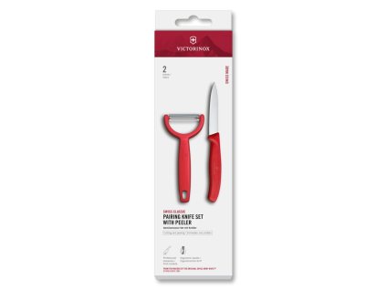 Swiss Classic, paring knife set with Y-peeler, 2pcs, red, box