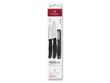 Swiss Classic, paring knife set with I-peeler, 3pcs, black, box