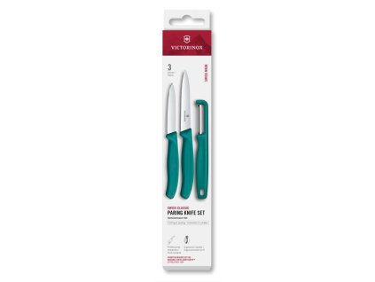 Swiss Classic, paring knife set with I-peeler, 3pcs, green, box