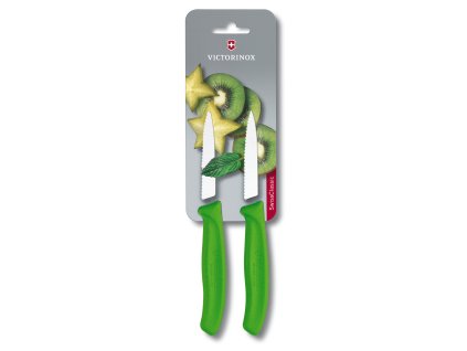 Nůž kuchyňský sada 2ks zel.8cm vlnka