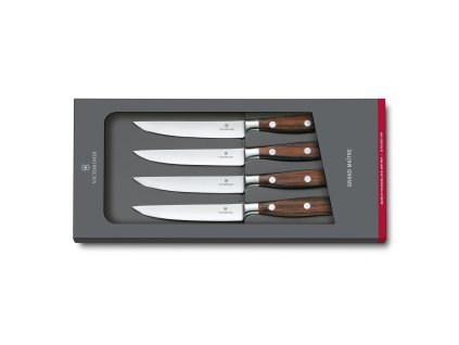 Sada 4 steakových nožů Grand Maître Wood rovné ostří