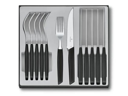 Sada příborů s nožem steakovým Swiss Modern 12 ks černá