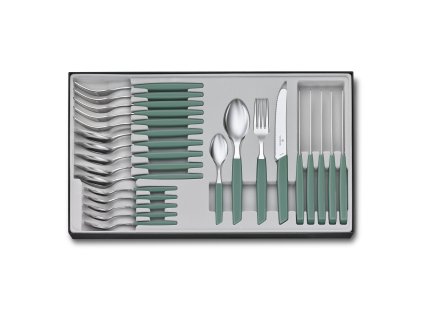 Sada příborů Swiss Modern 24 ks šalvějově zelená