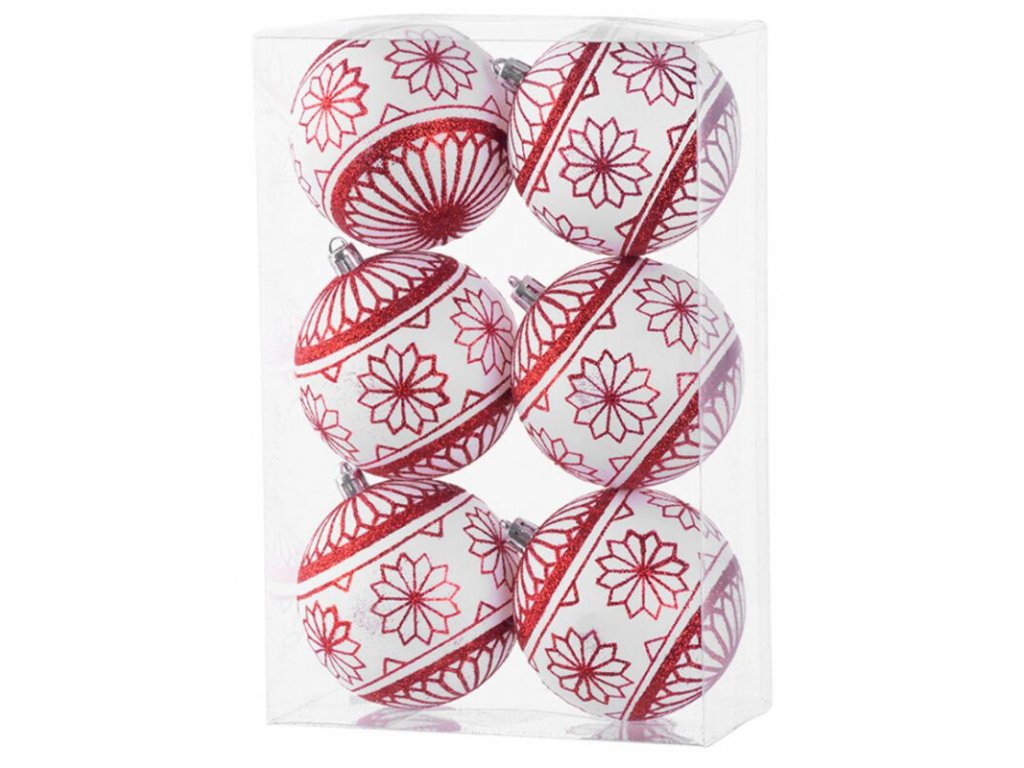 19464 vianocne gule cerveno biele 8 cm 6 ks