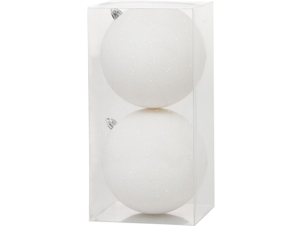 Vianočné gule biele 12 cm, 2 ks