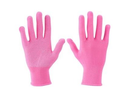 10515 rukavice z polyesteru ruzove s pvc tercikmi na dlani 7