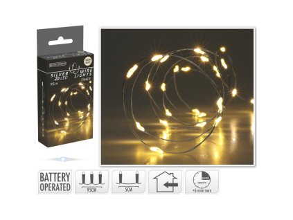 23235 vianocna retaz 20 led tepla biela na baterky casovac