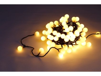 Vianočná reťaz MagicHome Cherry Balls, 100 LED teplá biela, IP44, 8 funkcií, 9,90 m