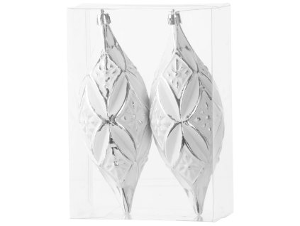 27663 vianocne ozdoby magichome bielo strieborne 16 cm 2 ks