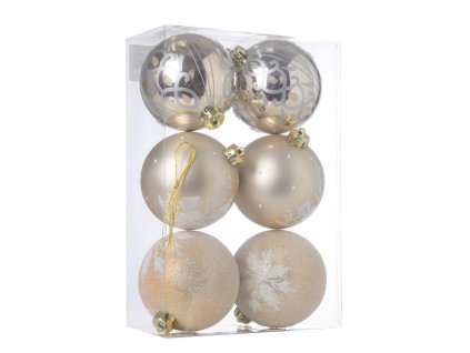 27846 vianocne gule zlate so vzorom 8 cm 6 ks