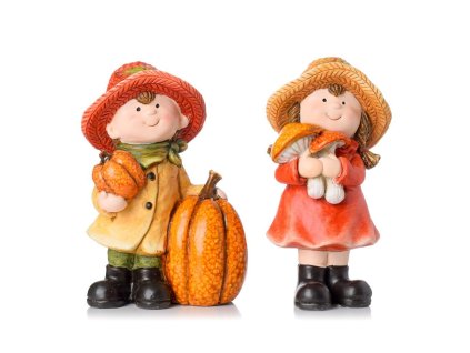 Postavička dieťa s tekvicou/hríbmi mix 17,5 cm