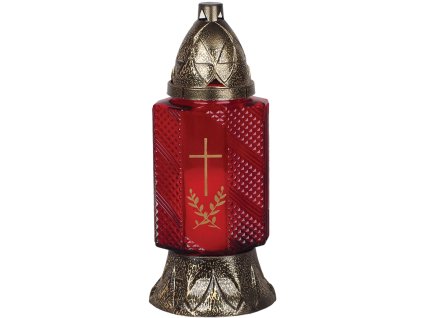 Kahanec Grave, červené sklo s krížom, 28 h, 80 g, 24 cm