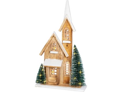 Vianočná dekorácia kostol 15xLED, 24x9x42 cm, 2xAA