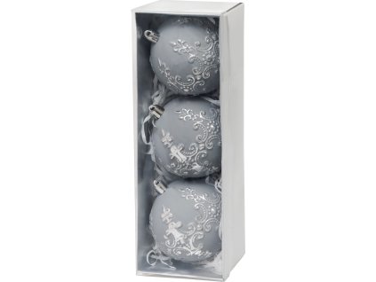 Vianočné gule strieborné MagicHome 8 cm, 3 ks