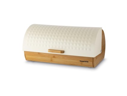 Chlebník bambus, kov, béžový 36x25x17 cm