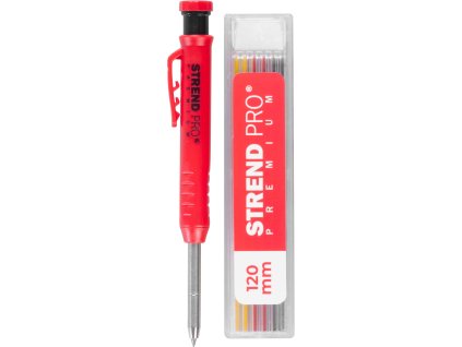 Ceruzka tesárska Strend Pro Premium, so sponou, oceľová špička, značkovač so strúhadlom, so 6 tuhami