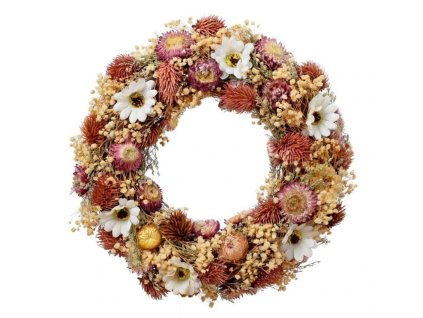 Závesný veniec slamienky krémovo-ružový 32 cm